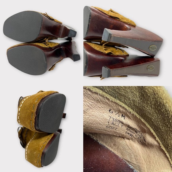 Frye (6.5) Lacey Suede Moccasin Slip-On Mule Heel Clog - Picture 12 of 12